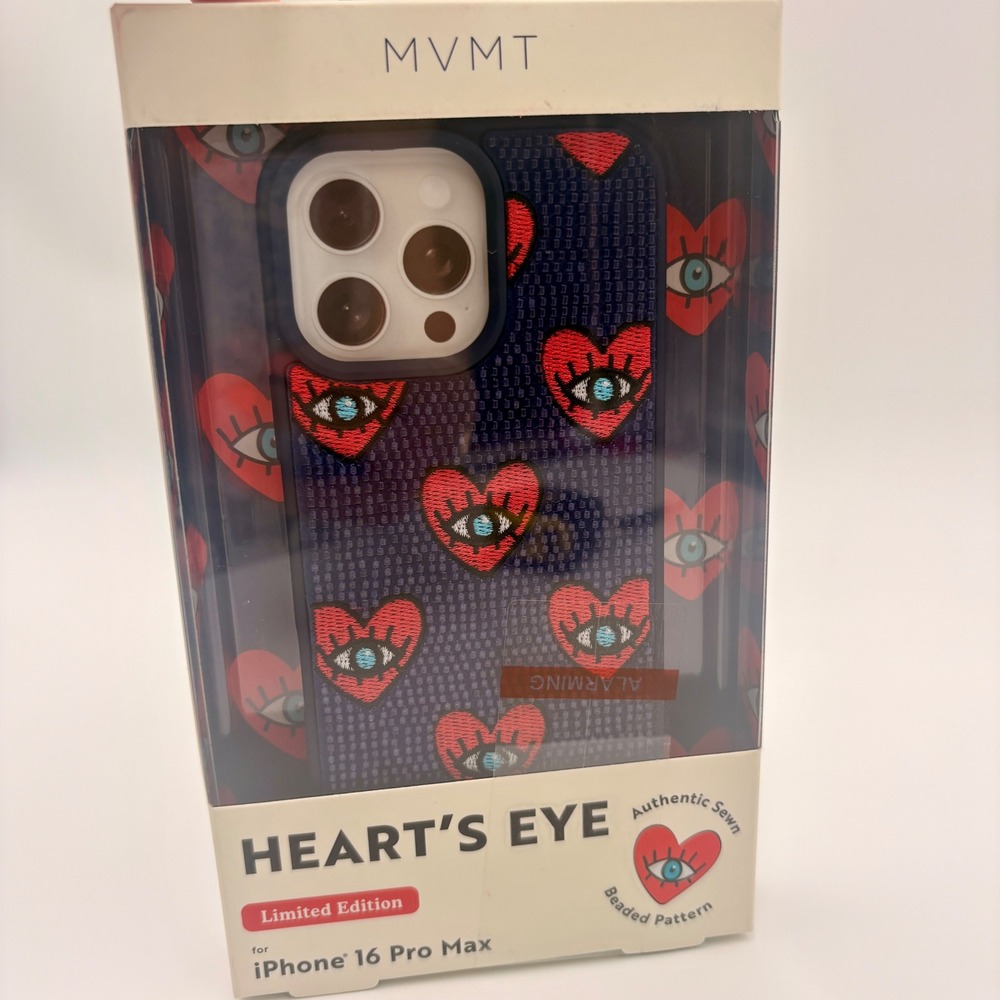MVMT Heart's Eye Limited Edition iPhone 16 Pro Max Case Beaded Navy Blue Red NEW